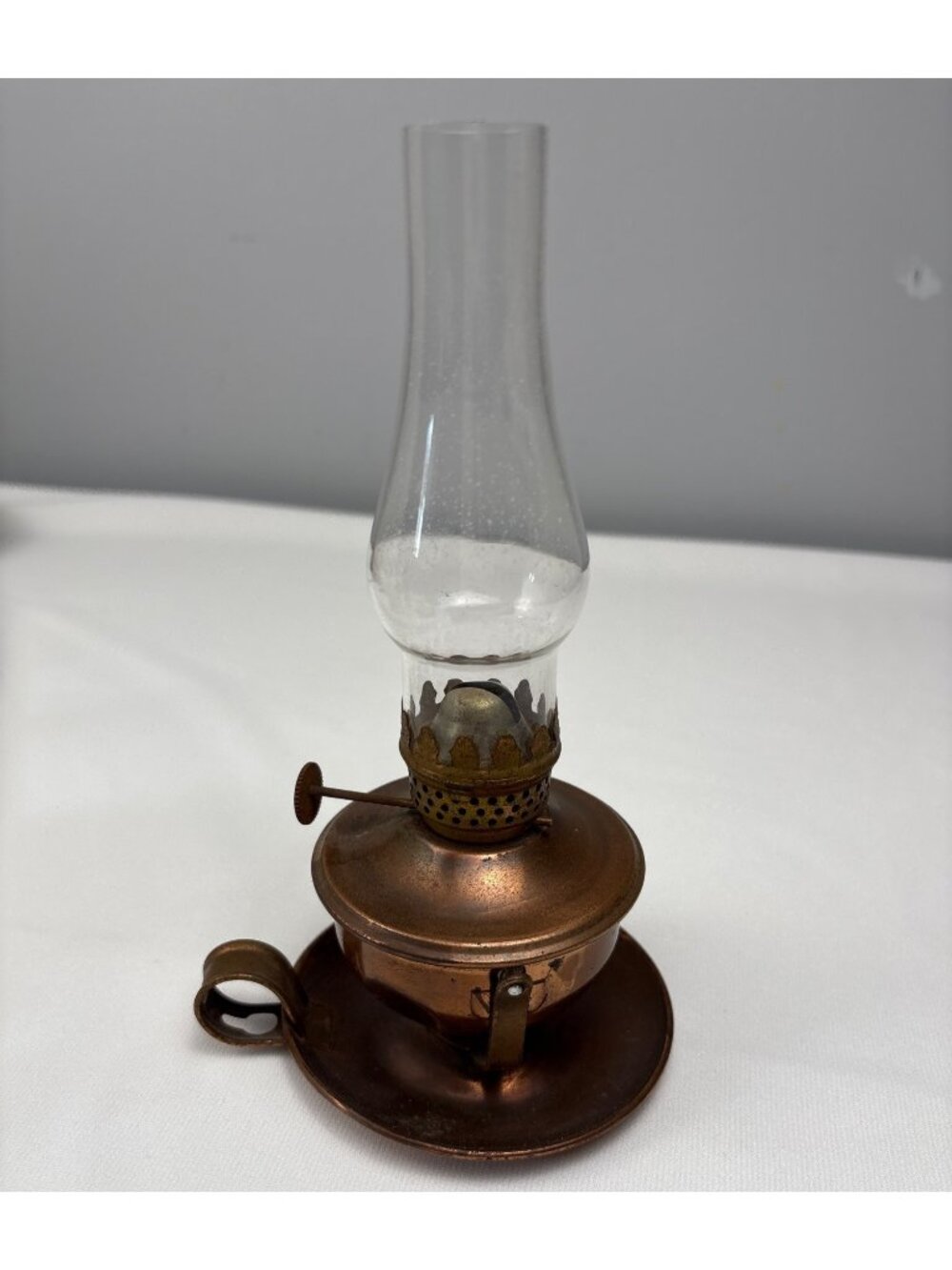 Copper Mini Kerosene Oil Lamp Glass Chimney Unique Rustic Decor Vintage